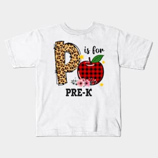 P Is For pre-K Teacher Leopard Back To School Kids T-Shirt